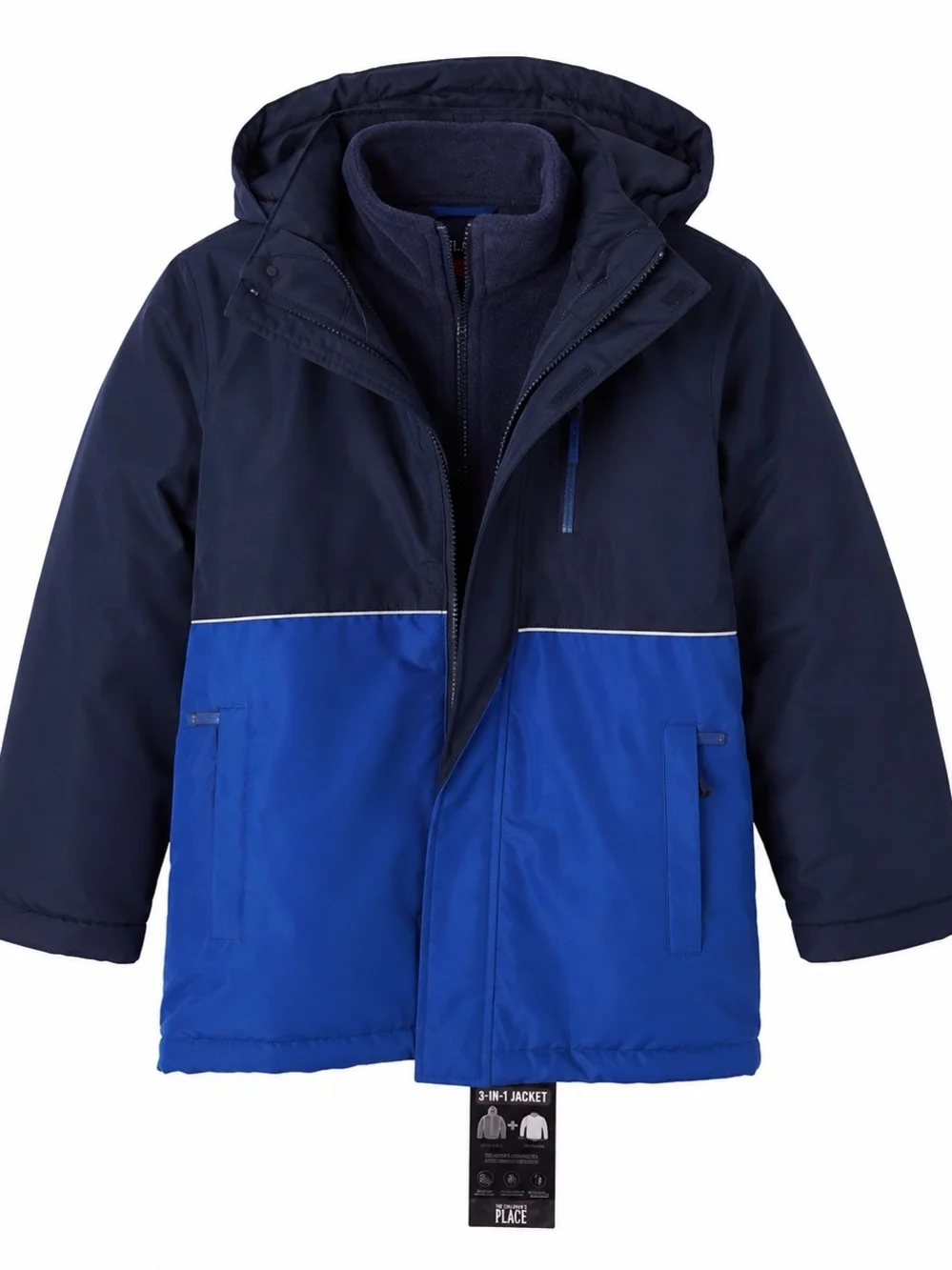 NWT The Children’s Place 3-in-1 Winter Jacket Coat XL 14 Tidal Blue Fleece